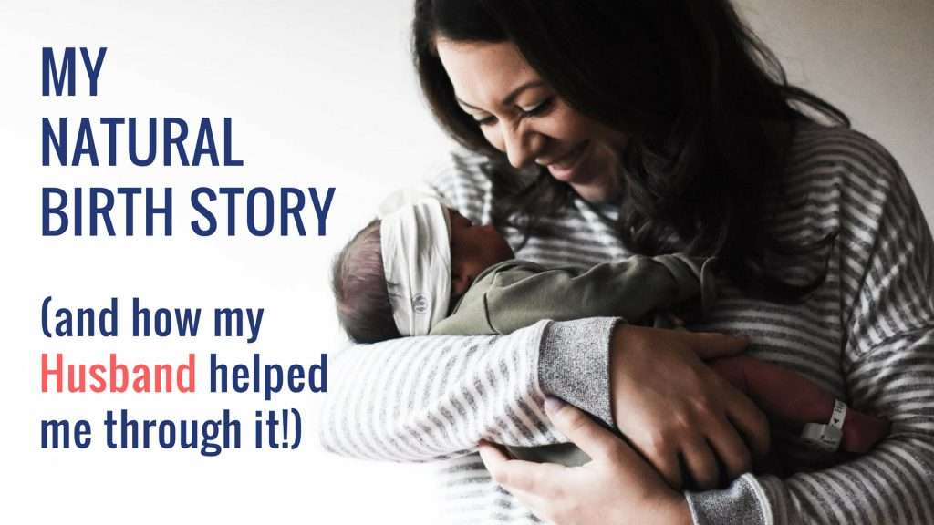 Portland Oregon mom holding her baby and smiling | This Vancouver Washington birth story of how she gave birth naturally and how her husband got her through it